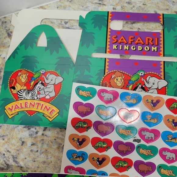 🌴3/$15🌴 Vintage Safari Kingdom Valentines Day Kit Class Room School - Picture 3 of 11